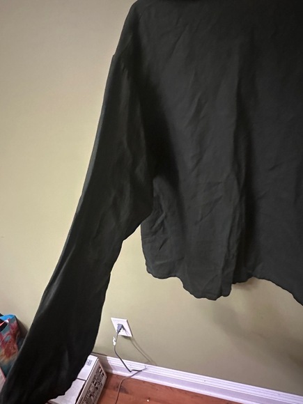 Bryn WALKER Womens Linen Jacket Size Large Hunter Green Open Draped Collar - Picture 8 of 16